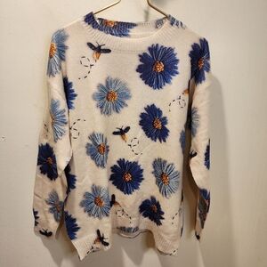 SHALL WE Floral Patterned Sweater Size M